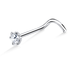 Stone Silver Curved Nose Stud NSKB-653